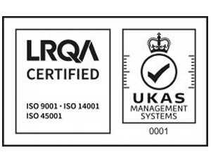 A black and white logo for ukas inspection and testing