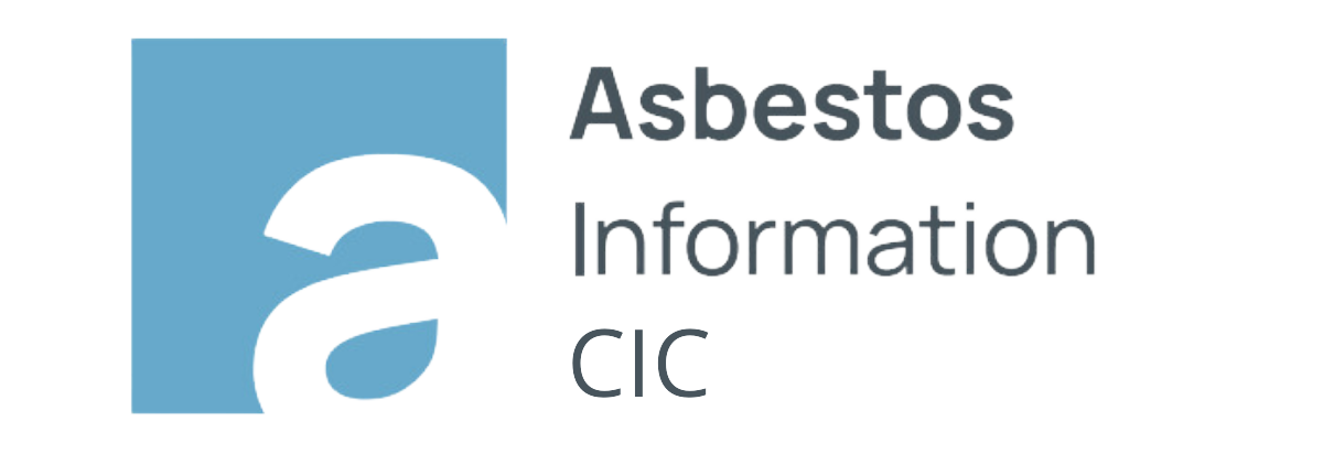A blue and white logo for asbestos information cic