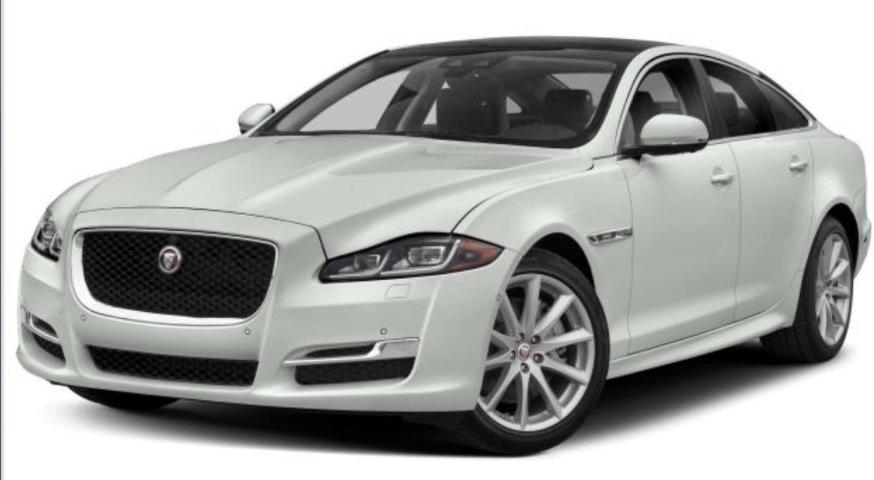 A white jaguar x type is shown on a white background.