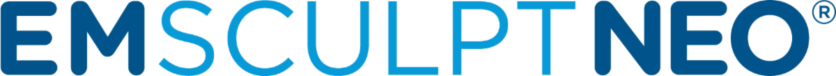 The word EMSCULPT NEO in dark blue and light blue letters.