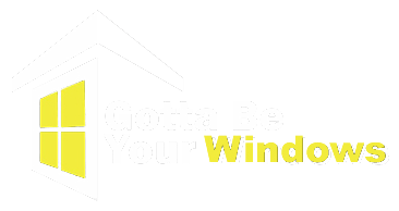 Yellow Windows logo with white text on a white background