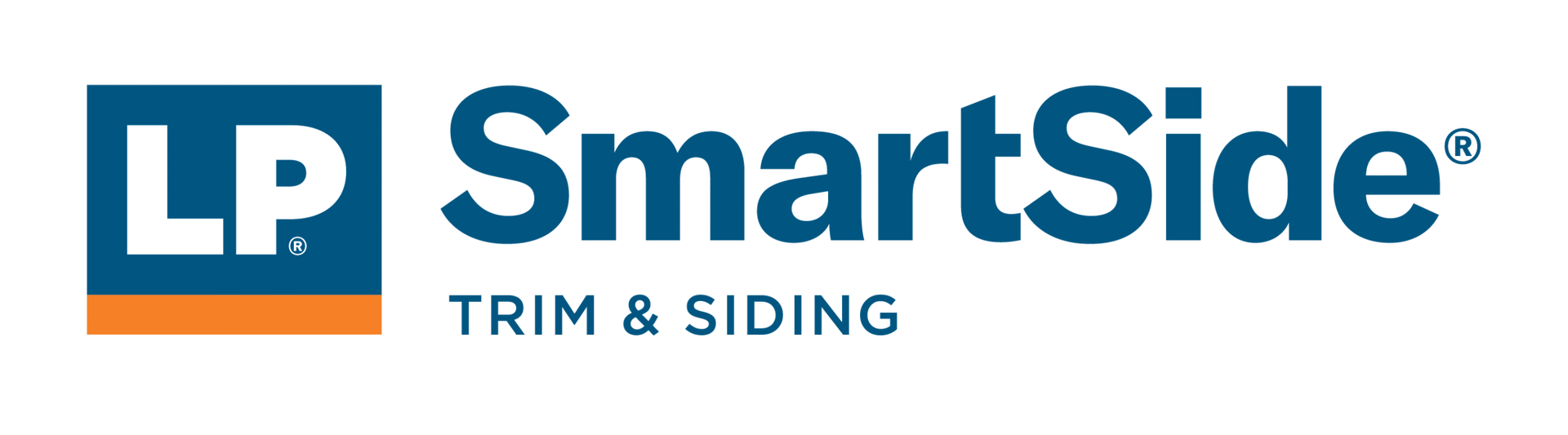 LP SmartSide logo with blue and orange text and “TRIM & SIDING” tagline