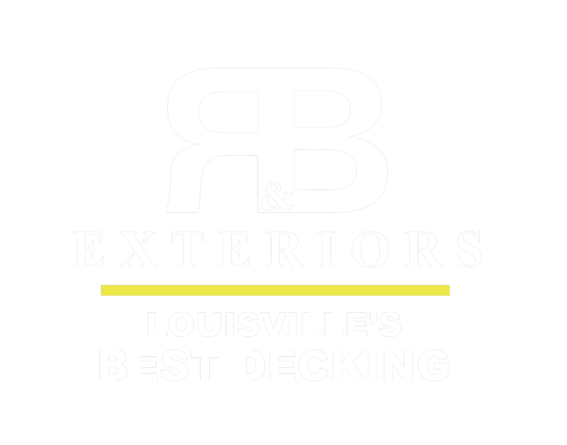 White logo with faint text and a yellow horizontal line on a light background