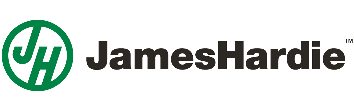 James Hardie logo with green circular “JH” emblem and black wordmark on white background