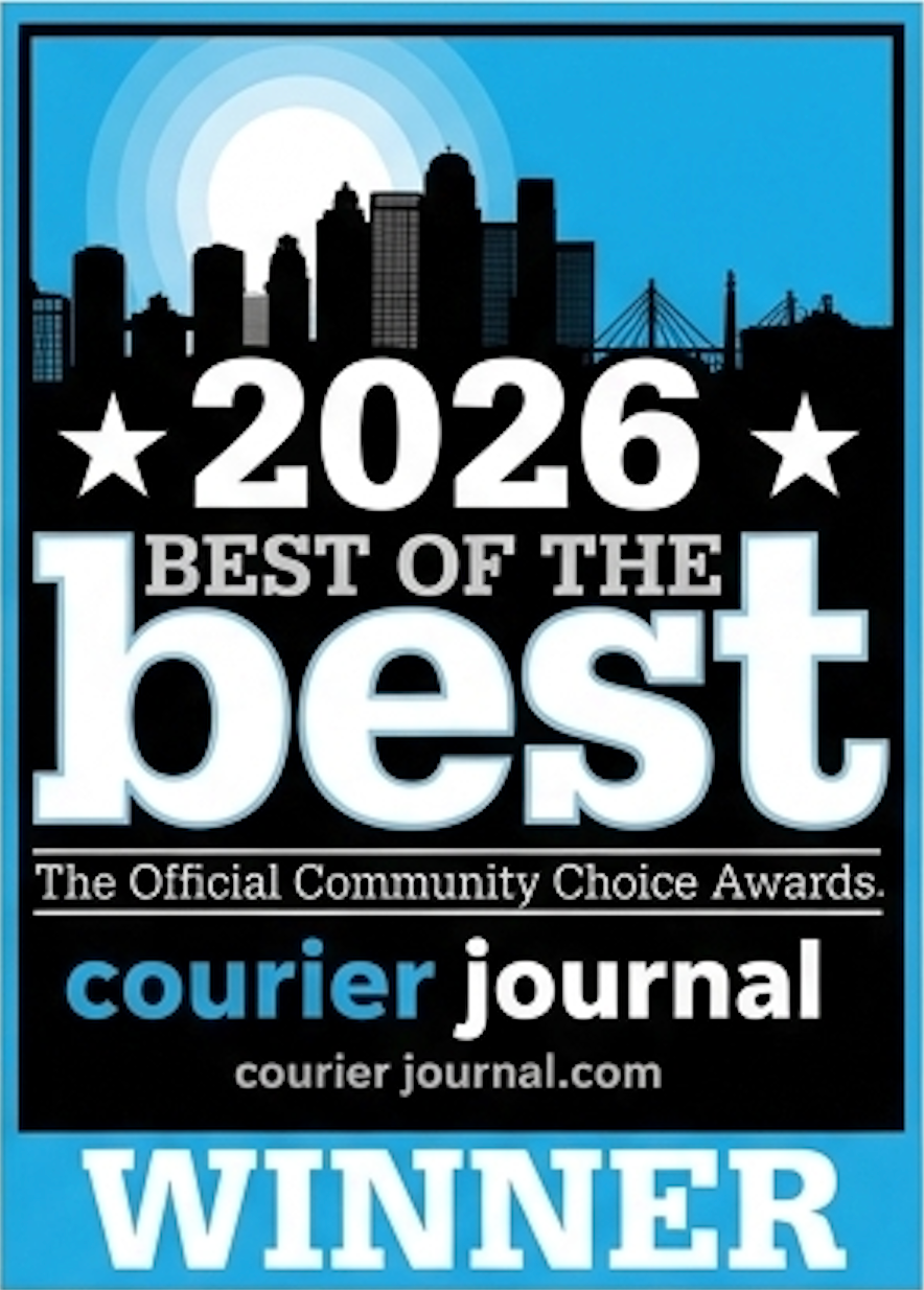 2026 Best of the Best Courier Journal winner badge with black skyline and blue background