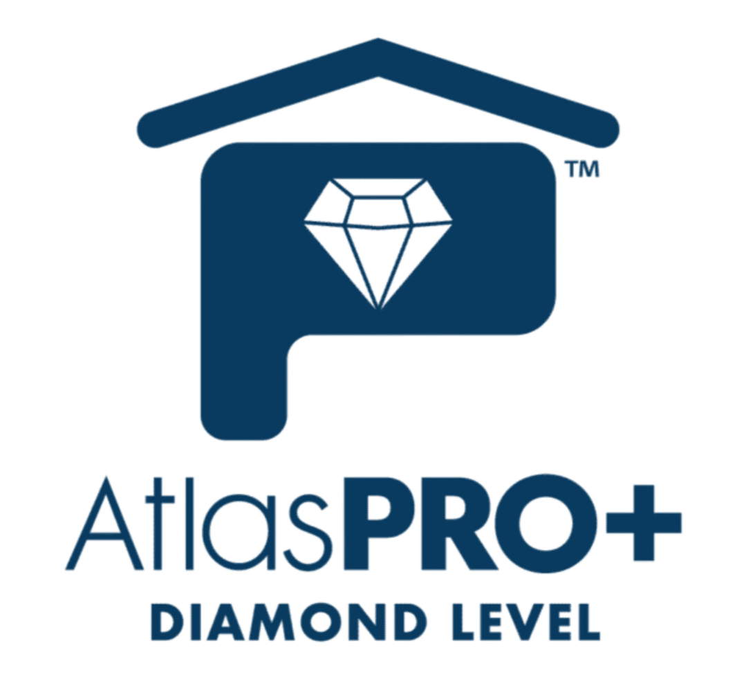 AtlasPRO+ Diamond Level logo with dark blue stylized P and diamond icon