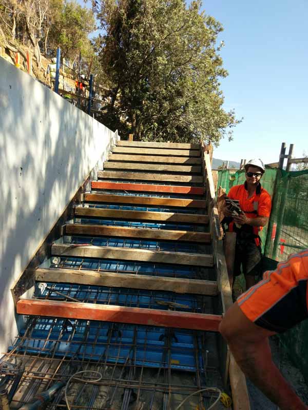 outdoor concrete stairs in progress