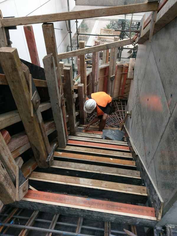 concrete staircase being built