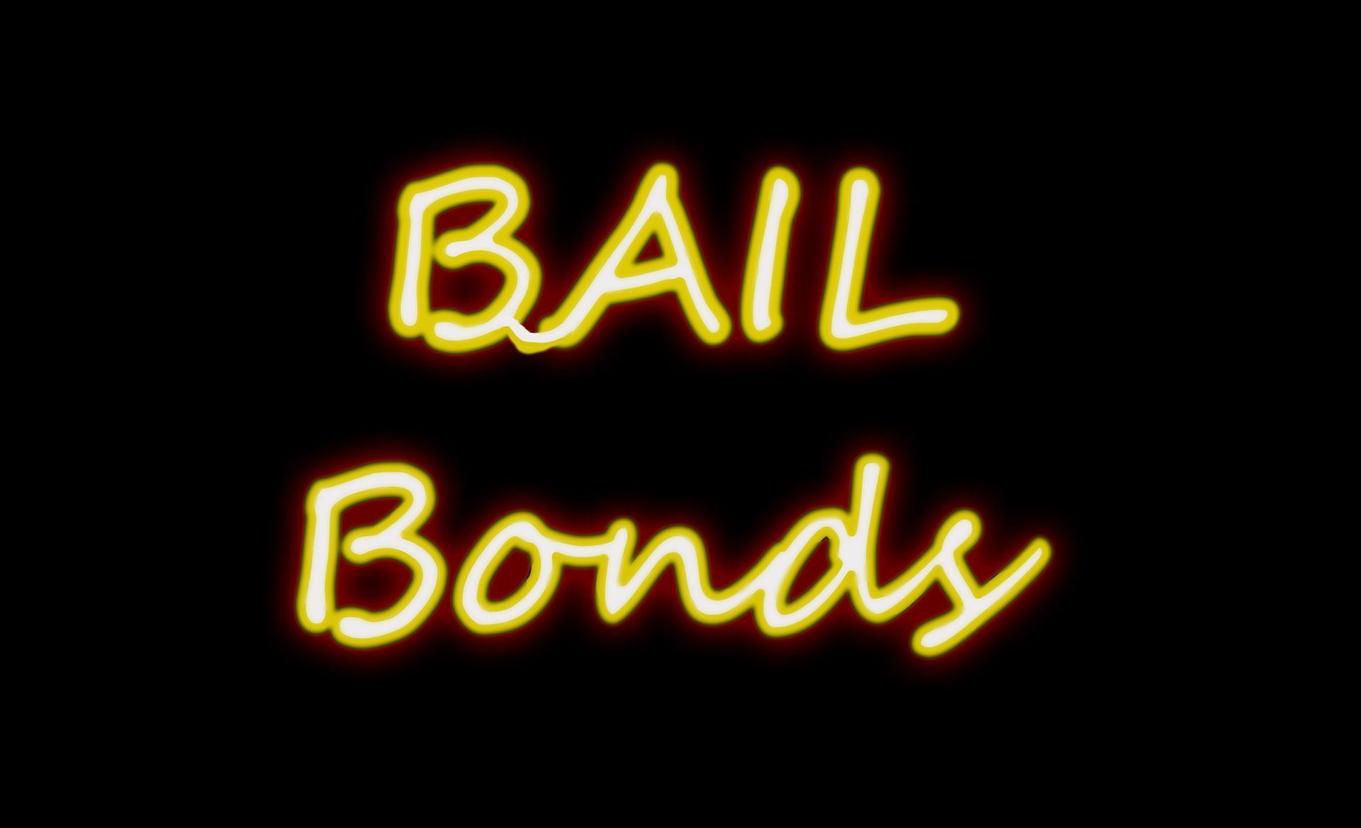 Neon Bail Bond sign on black for 24 Hour Bail Bonds by Abassy Bail Bonds in Riverside, CA.