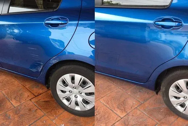 blue car left side