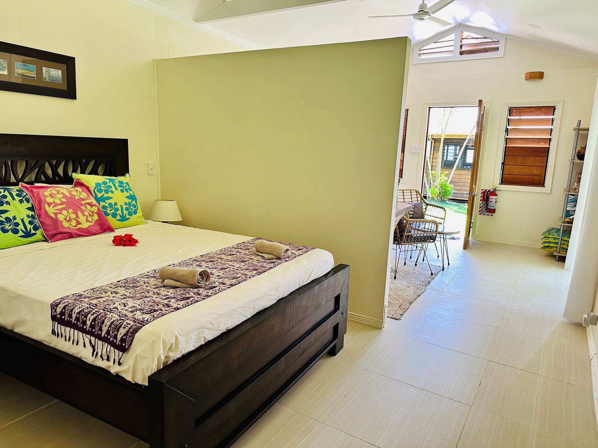 The bedroom in the Latui Loft in Savusavu