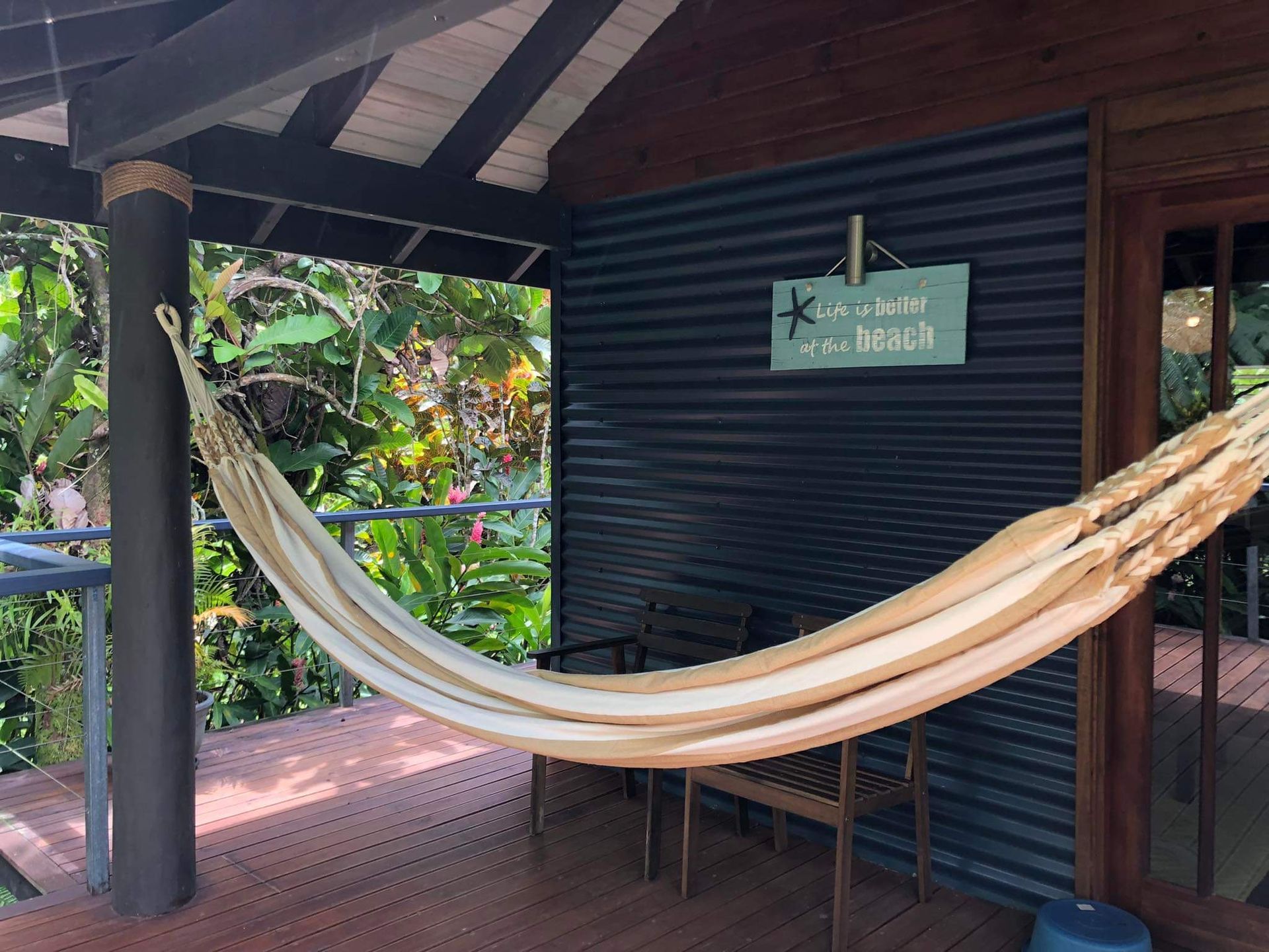 The hammock on the deck at Pure Shores Resort in Savusavu Fiji 