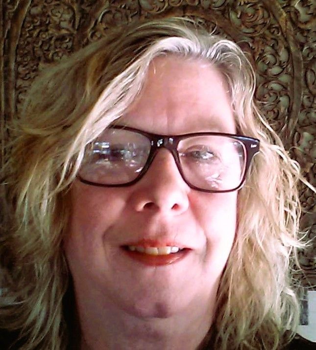 A silhouette of a woman with long hair against a white background