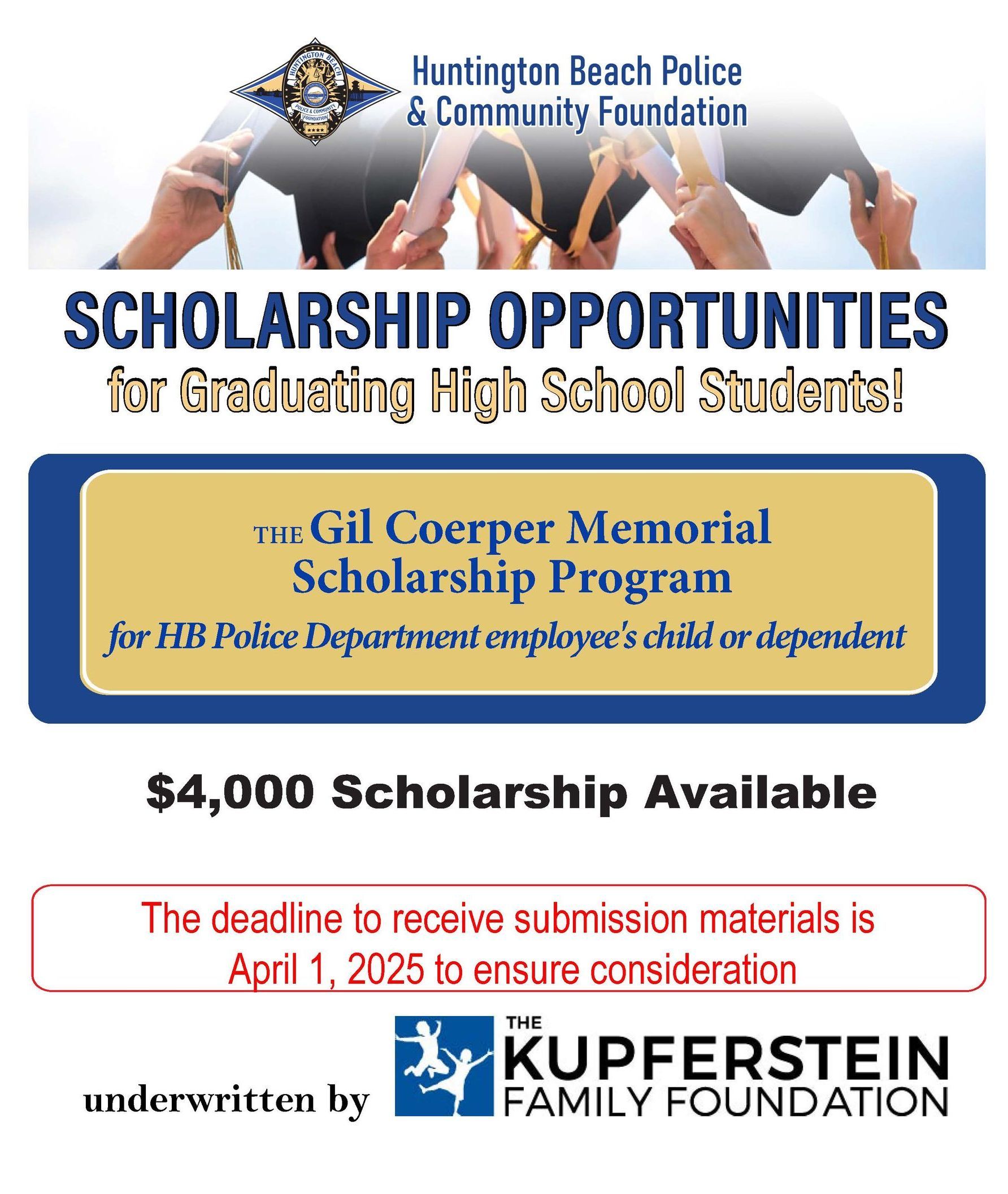 Huntington Beach Police and Community Foundation scholarship  opportunity