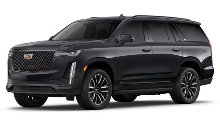 A black gmc yukon is shown on a white background.