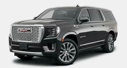 A black gmc yukon is shown on a white background.