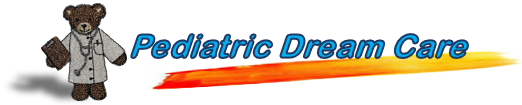 Logo of Pediatric Dream Care with a teddy bear doctor and a color gradient.