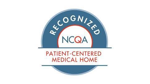 NCQA Patient-Centered Medical Home logo: blue and white circular emblem with text, 