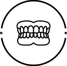 An illustration of two teeth with braces