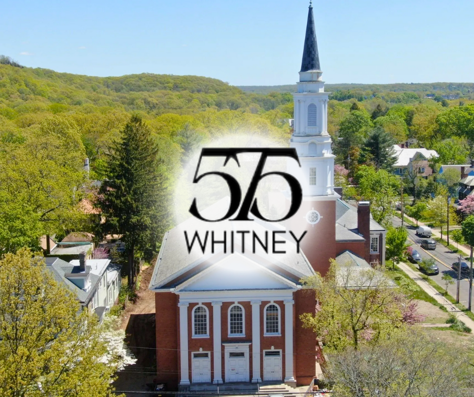 An aerial view of a church in whitney new york