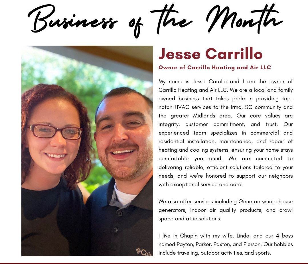 A man and a woman are on a business of the month page
