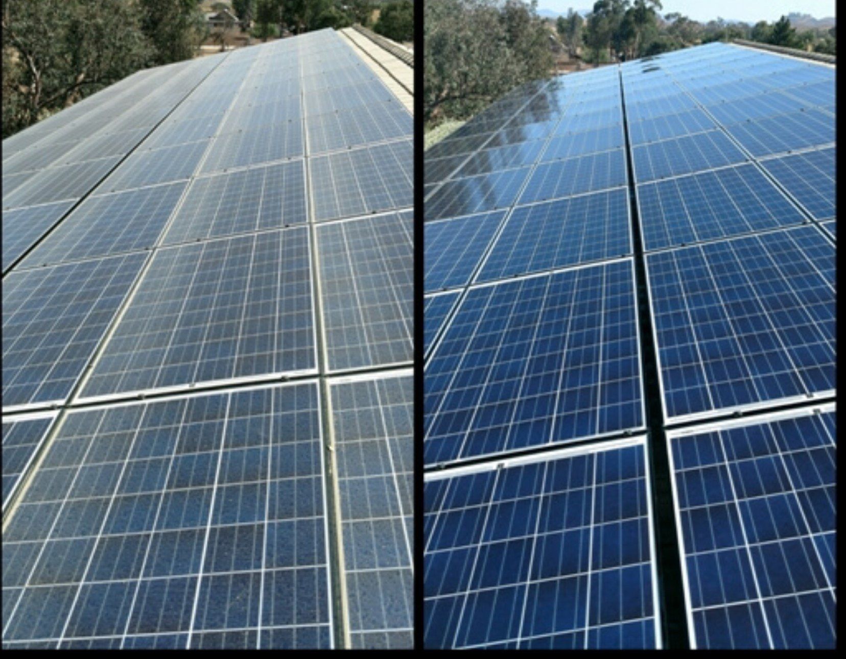 Before and after solar panel cleaning — Peoria, AZ — Pro-Tech Solar Services, LLC