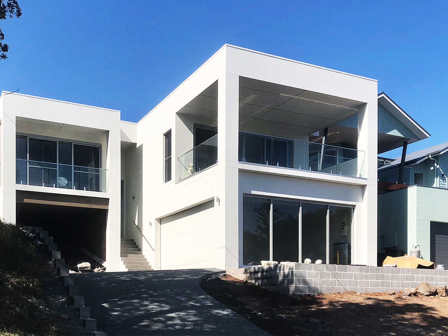 A modern house with white paint