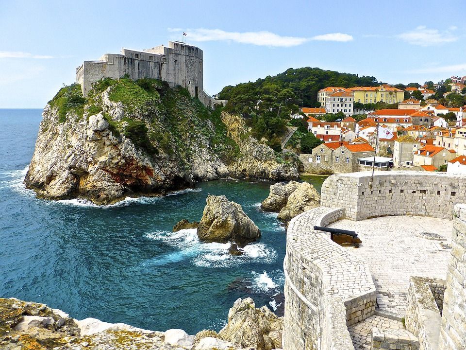 Aerial view of Fort Lovrijenac, a fortress and theatre in Dubrovnik, Croatia.