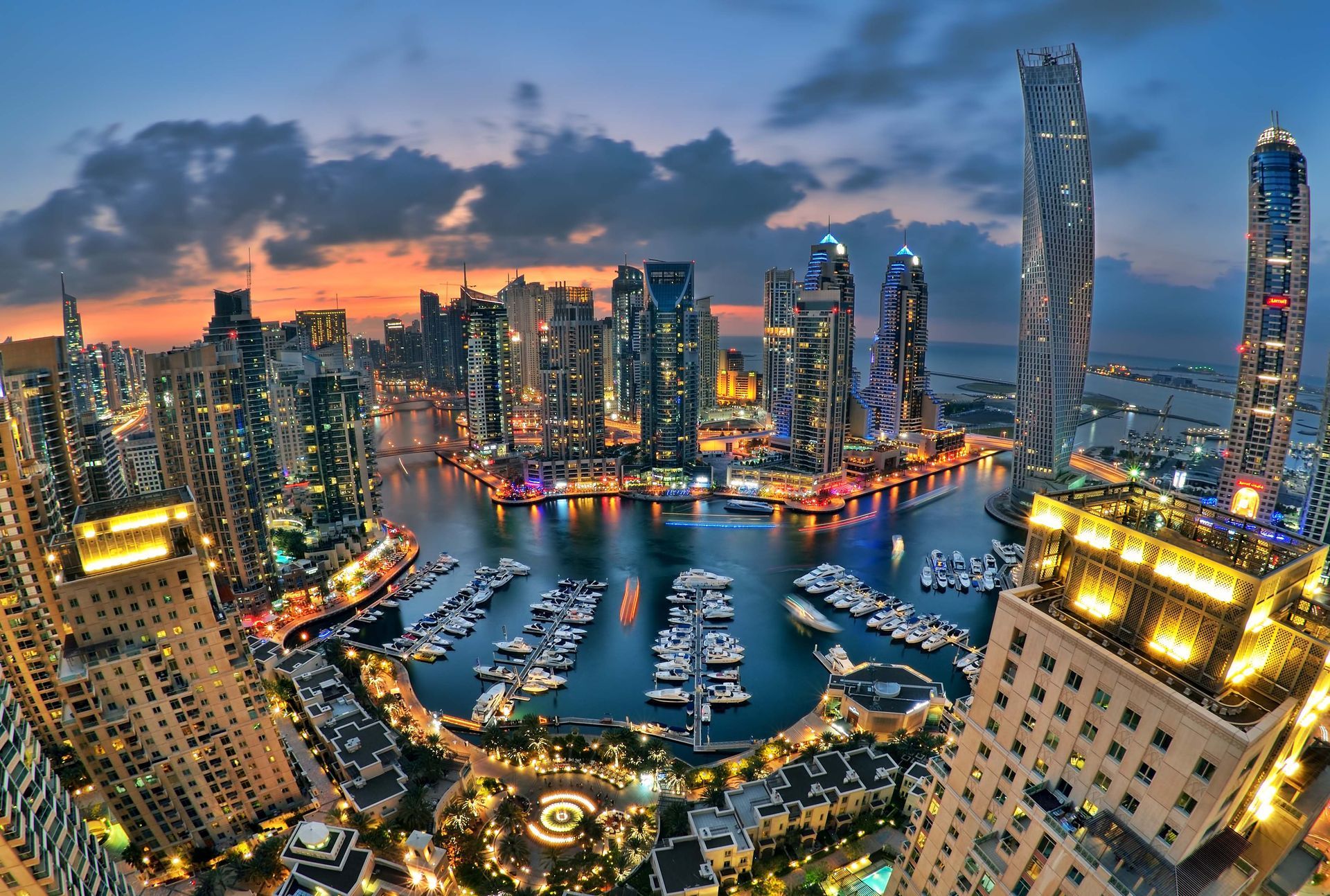 Dusk view of Dubai Marina