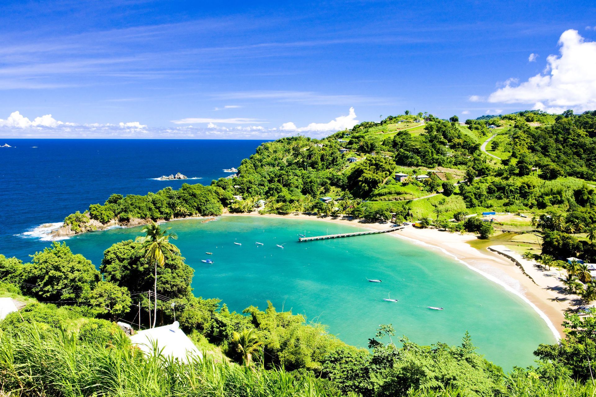 Panoramic view of Parlatuvier Bay in Tobago.
