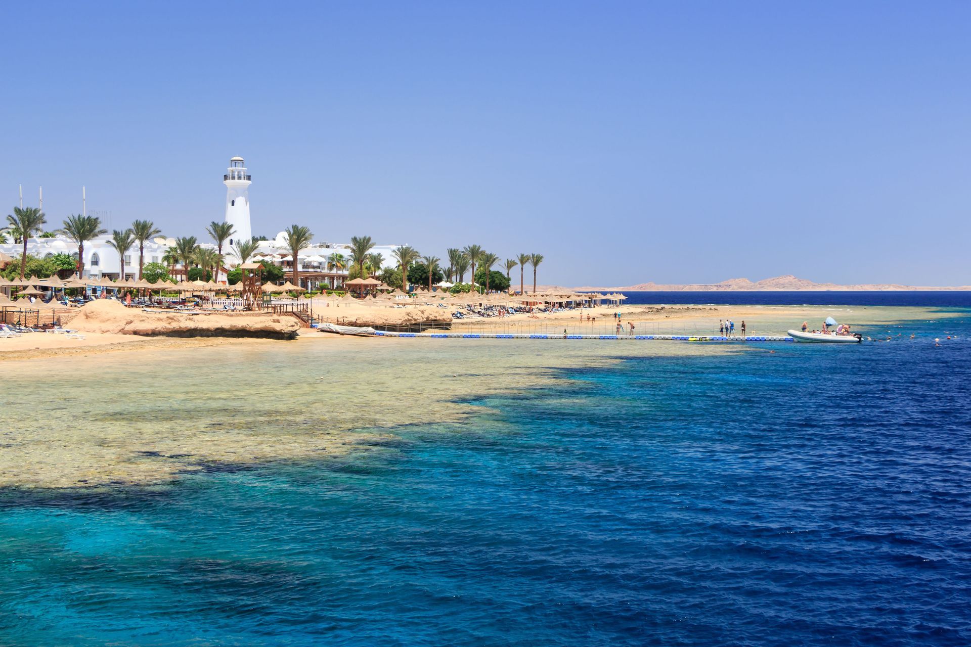 Beach at the Melia Sinai Hotel in Sharm el-Sheikh, Egypt.