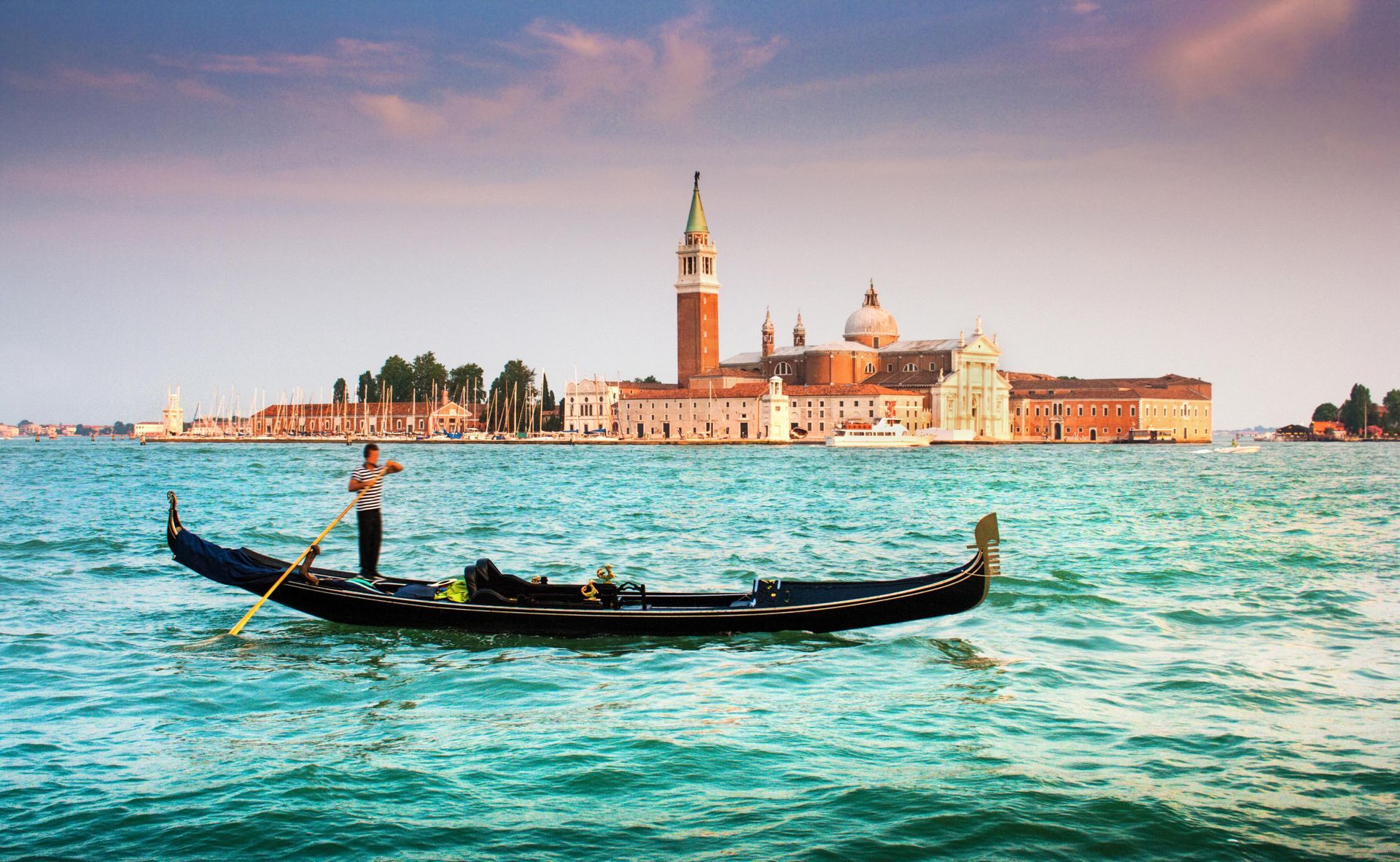 Panoramic view of the Church of San Giorgio Maggiore, a church in Venice, Italy.