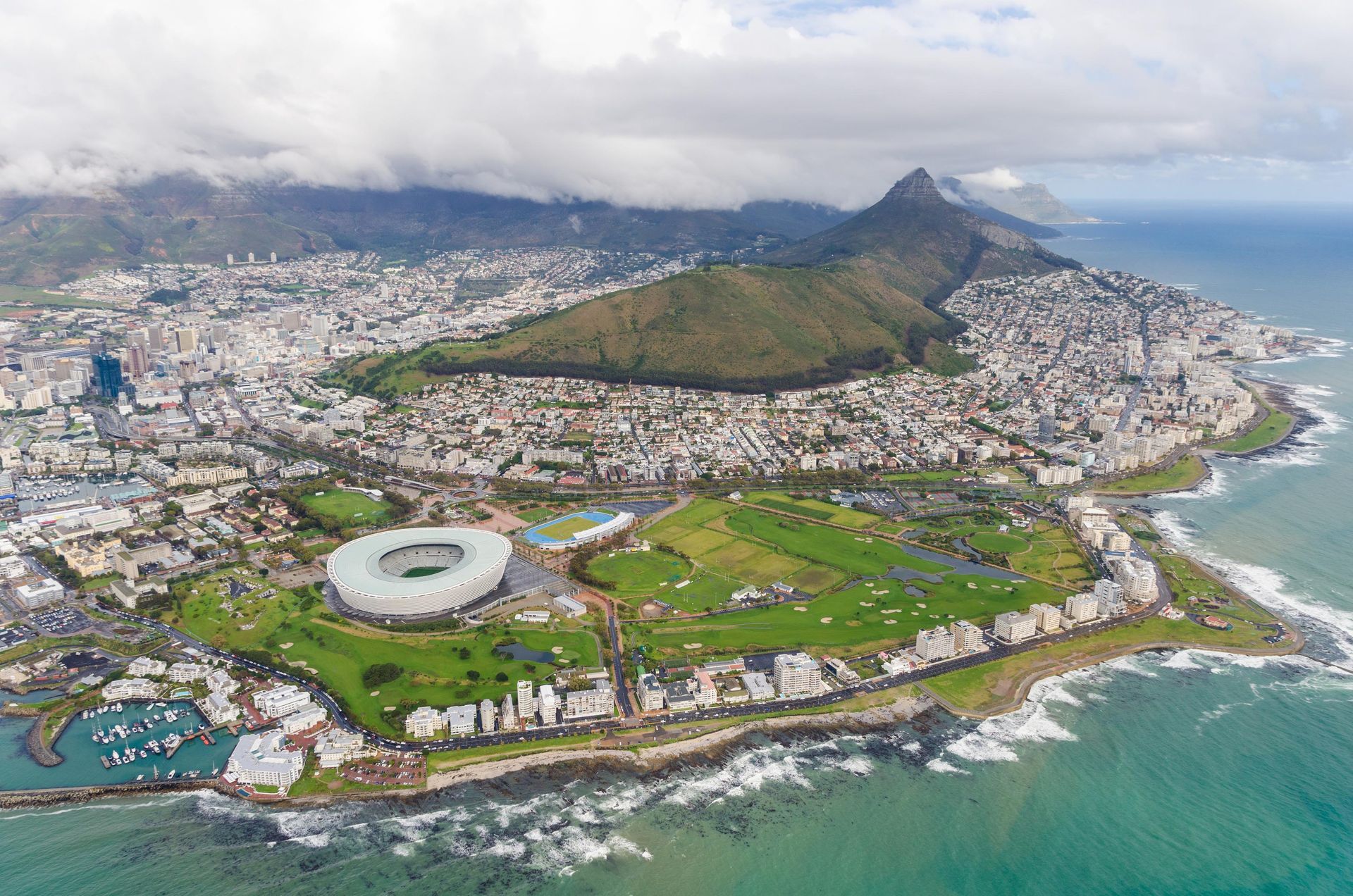 Aerial view of Cape Town, South Africa.