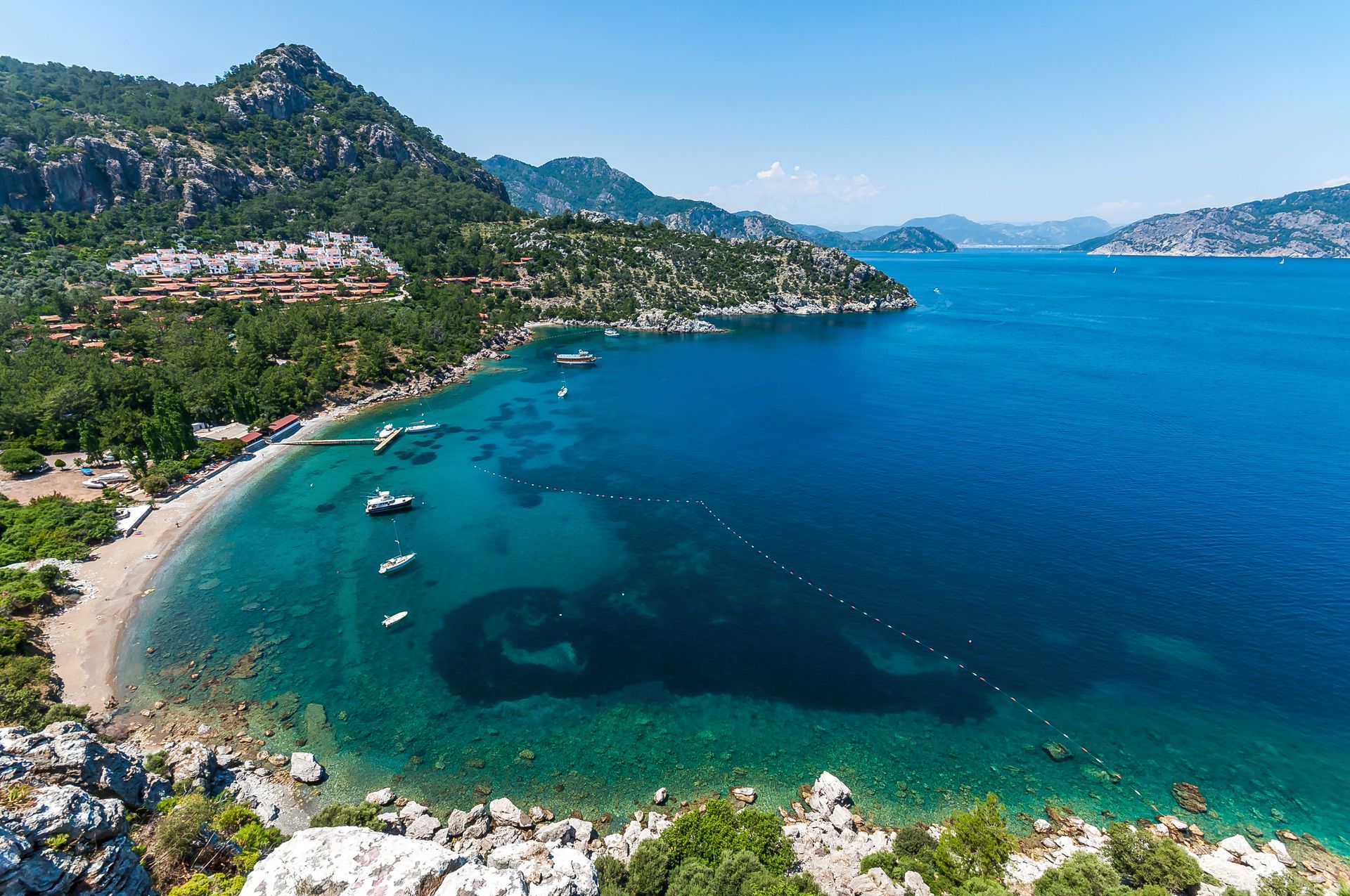 Aerial view of Turunc Bay in Marmaris, Turkey.
