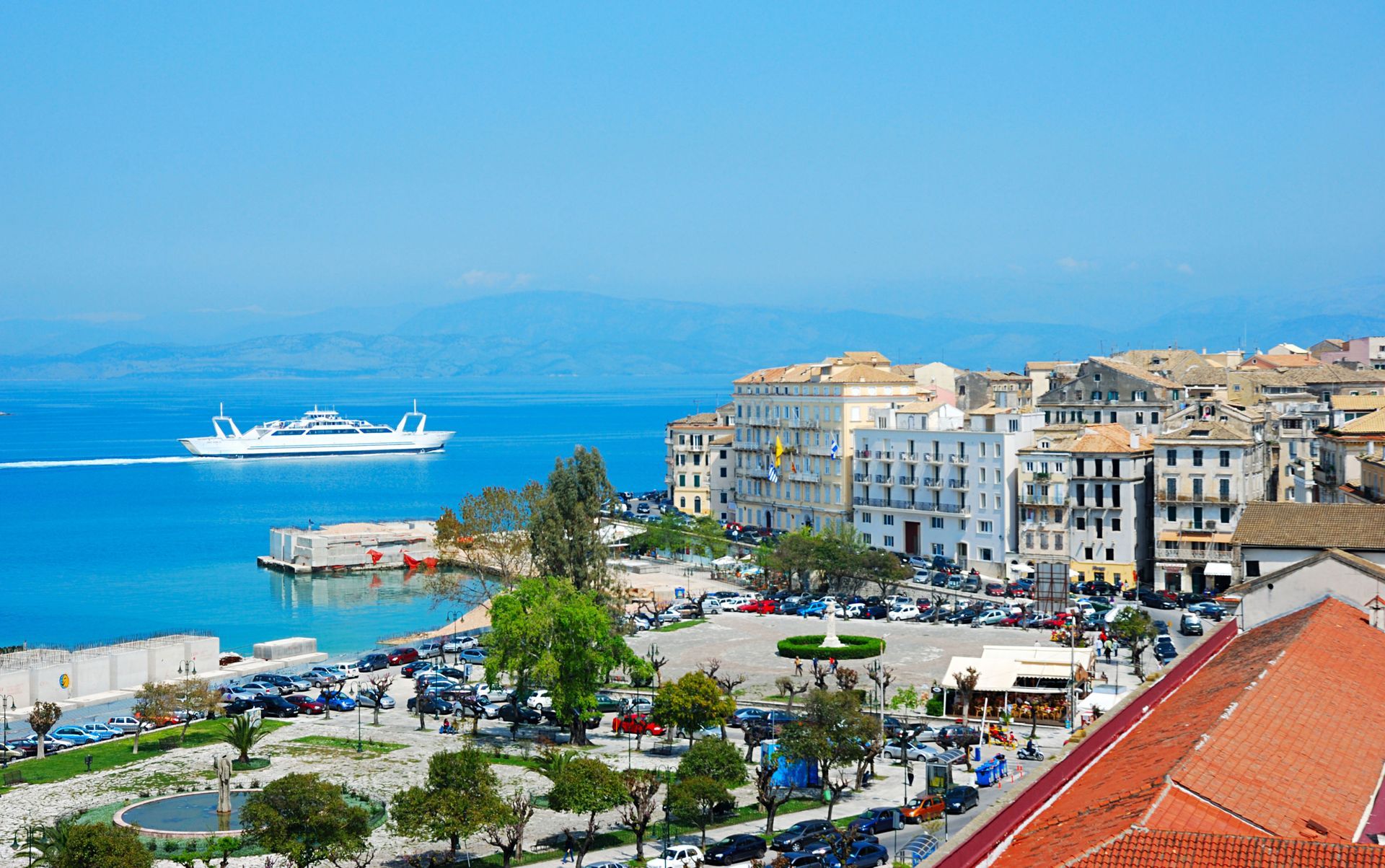 Aerial view of Corfu, Greece.