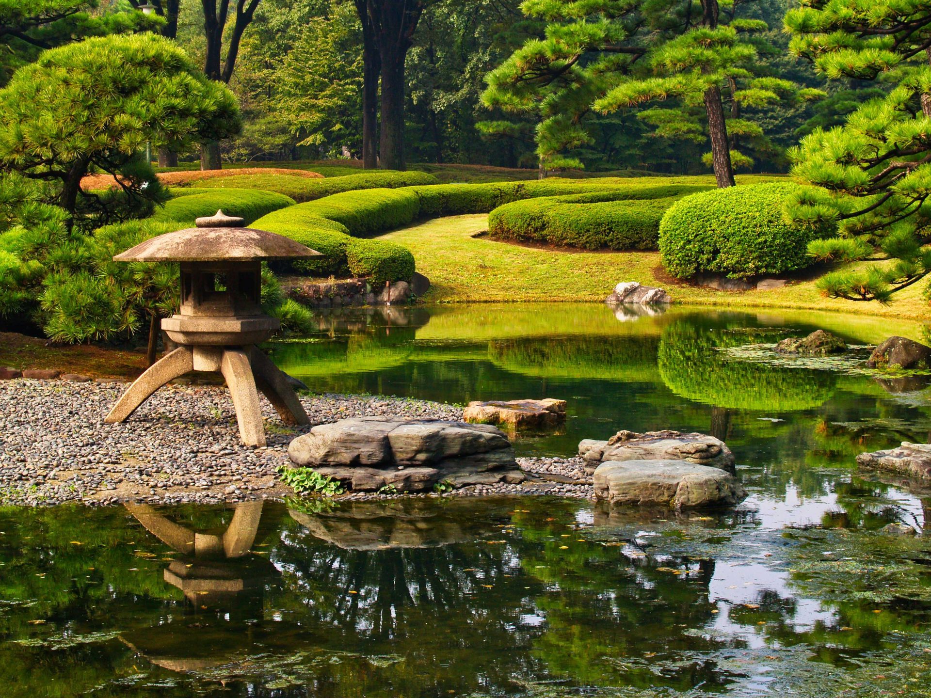 A garden from the Imperial Palace, a castle in the special wards of Tokyo, Japan.