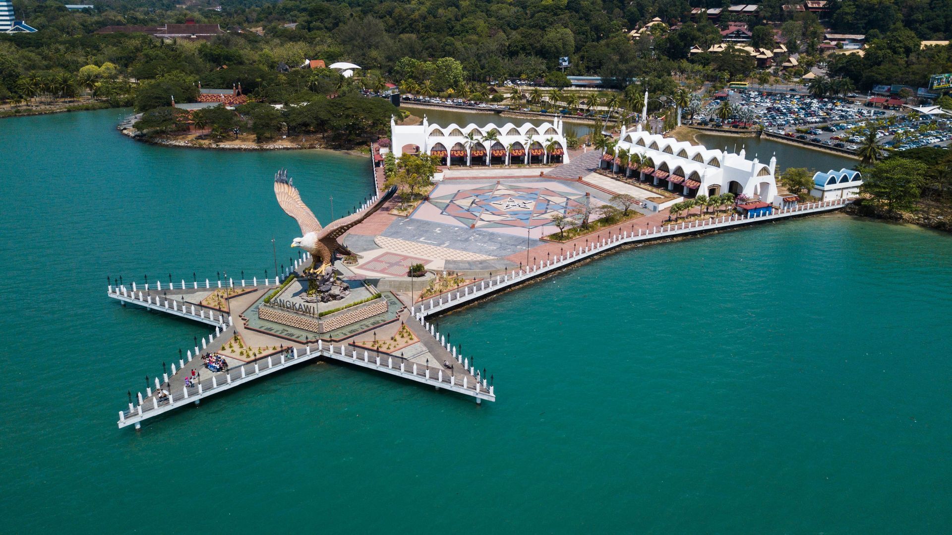 Aerial view of Dataran Lang, a scenic spot in Langkawi, Malaysia.