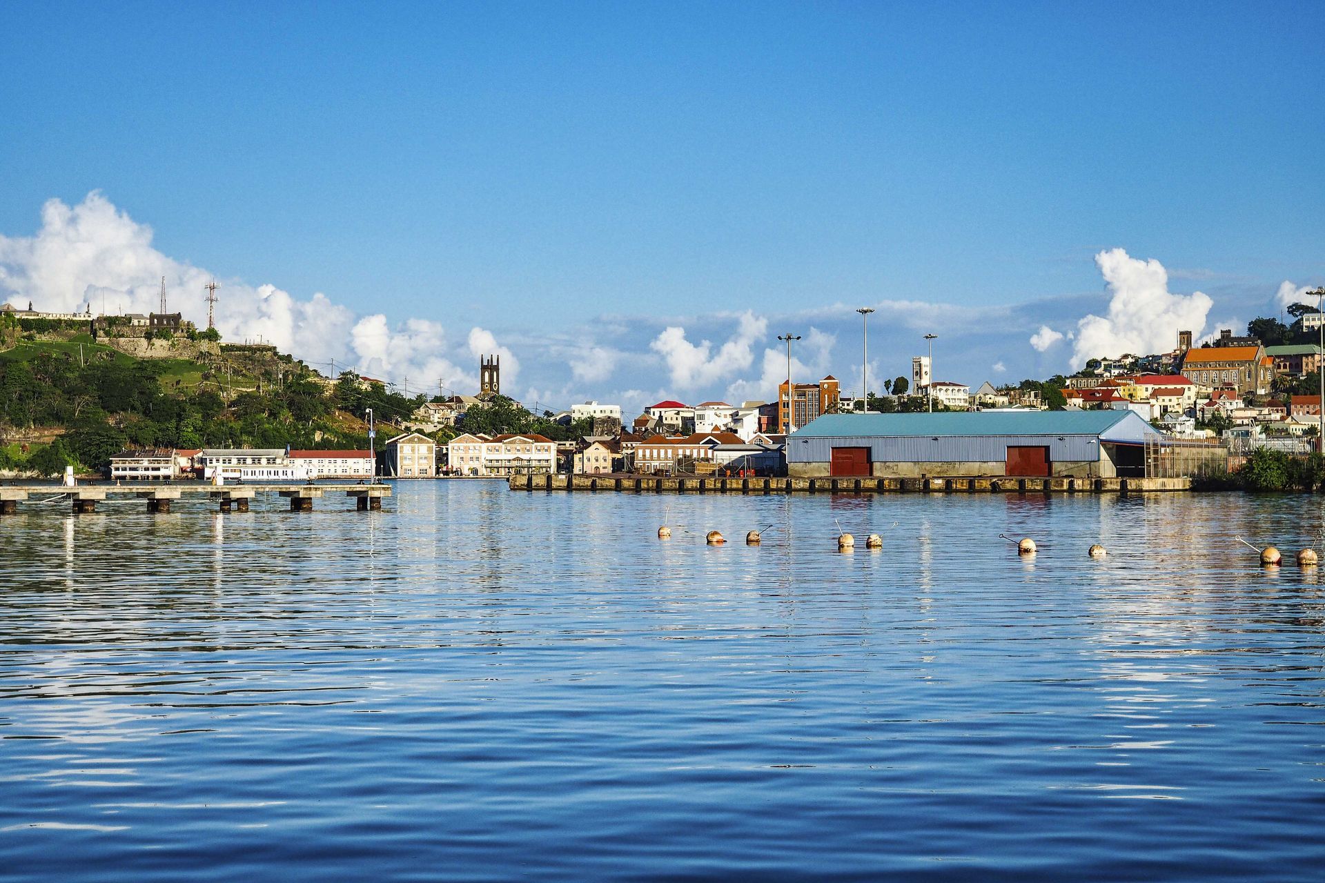 Ocean view of Saint George's, capital of Grenada.