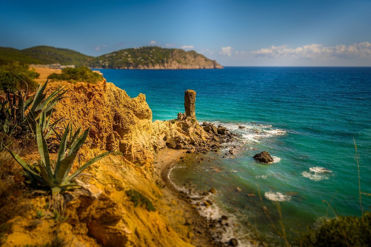 A cliff in Ibiza, Spain.