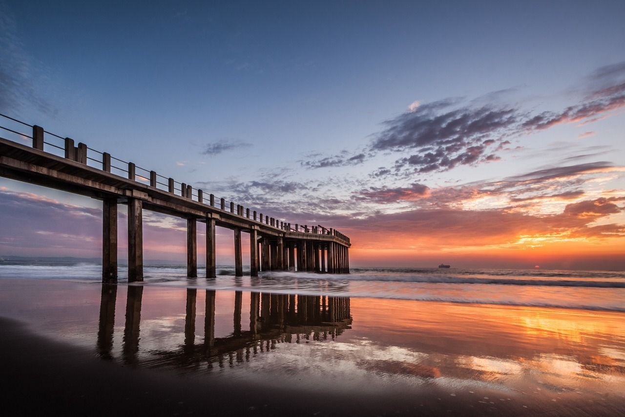 A beautiful sunset on a beach in Durban, South Africa. 