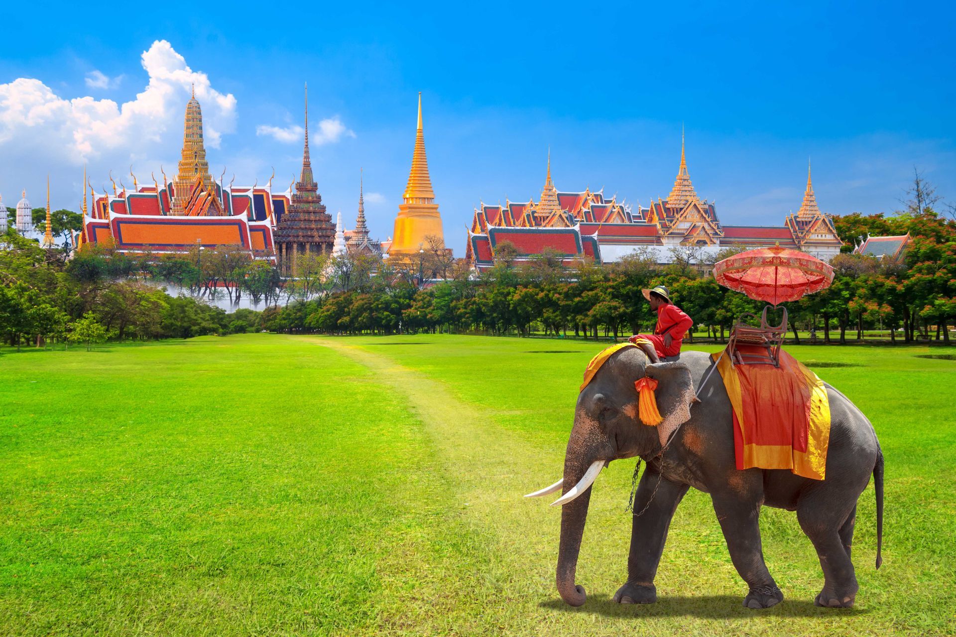 Elephant ride in Bangkok, Thailand.