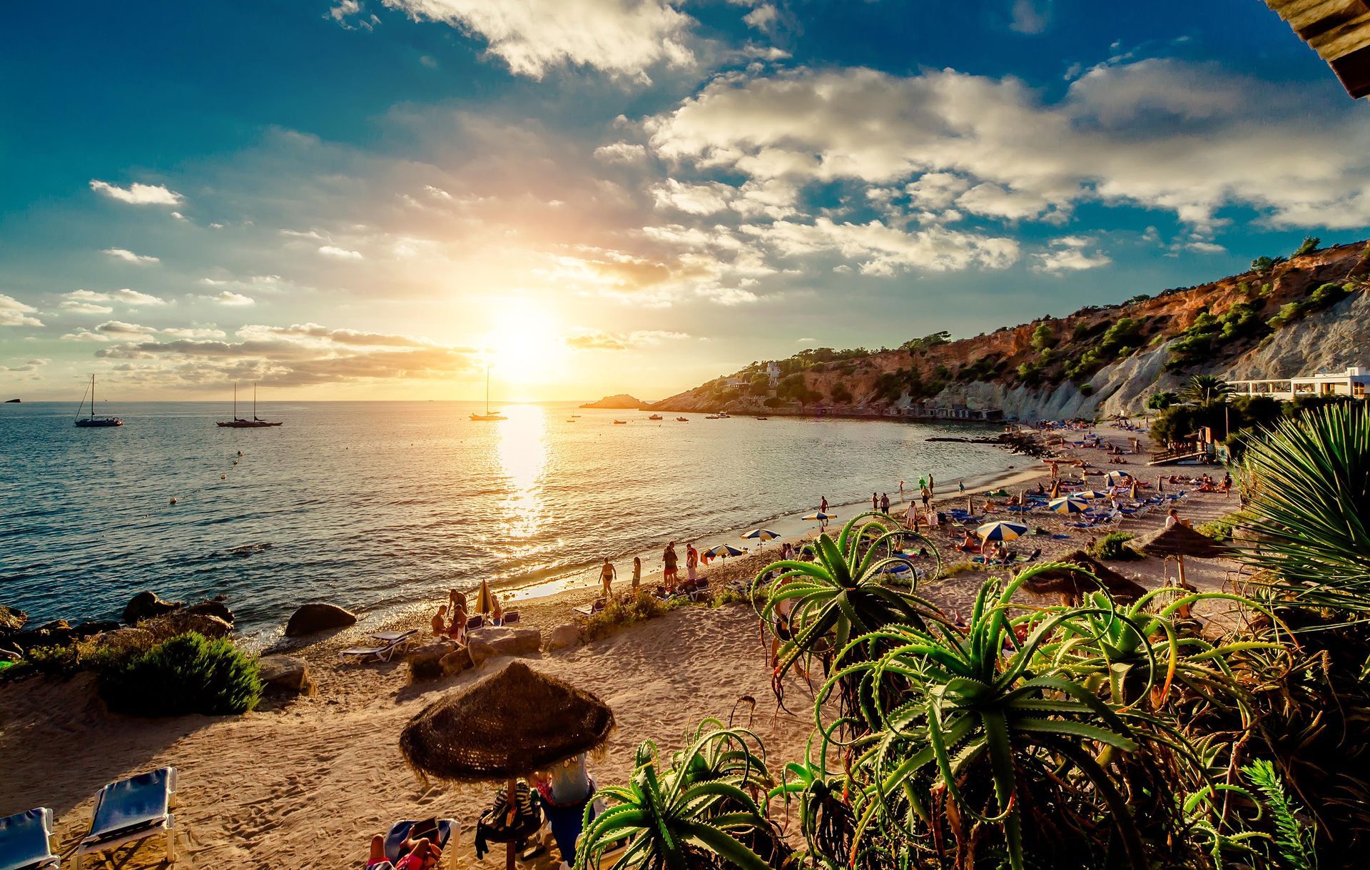 Sunset view from a beach in Ibiza, Spain.