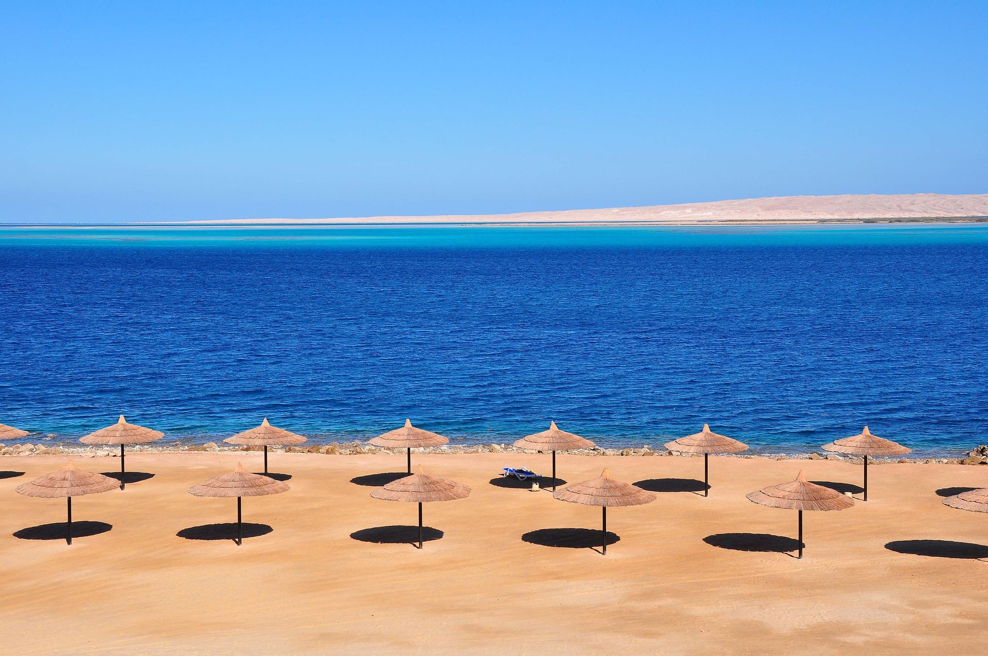 Red Sea beach in Hurghada, Egypt.