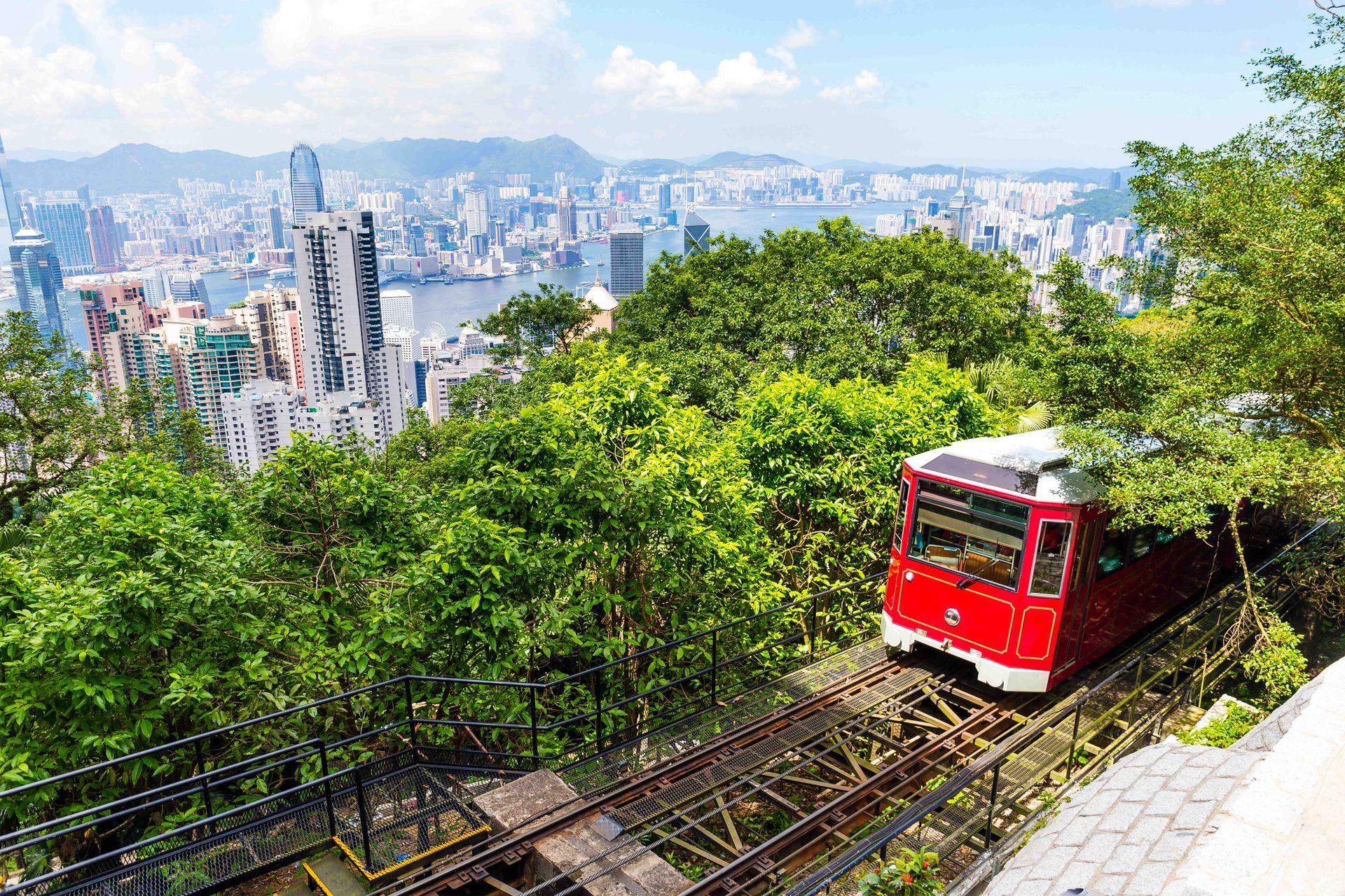 The Peak Tram, a transportation service in Hong Kong.