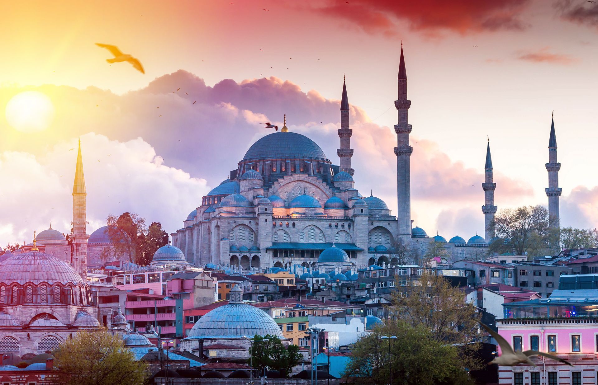 The Hagia Sophia Mosque in Istanbul captures a breathtaking fusion of architectural grandeur.