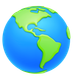 A blue and green globe on a white background