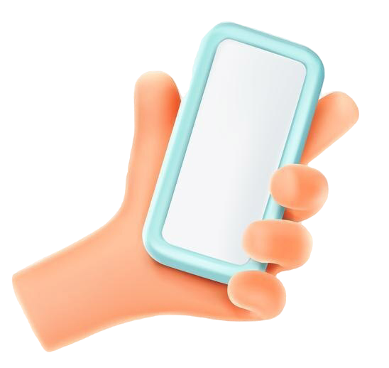 A hand is holding a cell phone with a white screen.