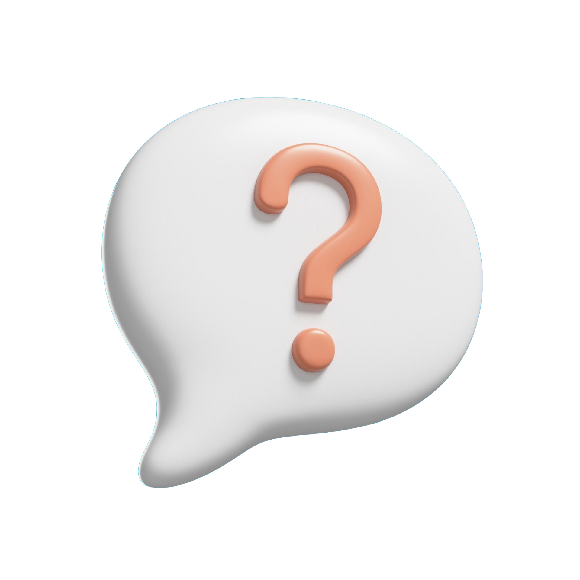 A white speech bubble with a red question mark inside of it.