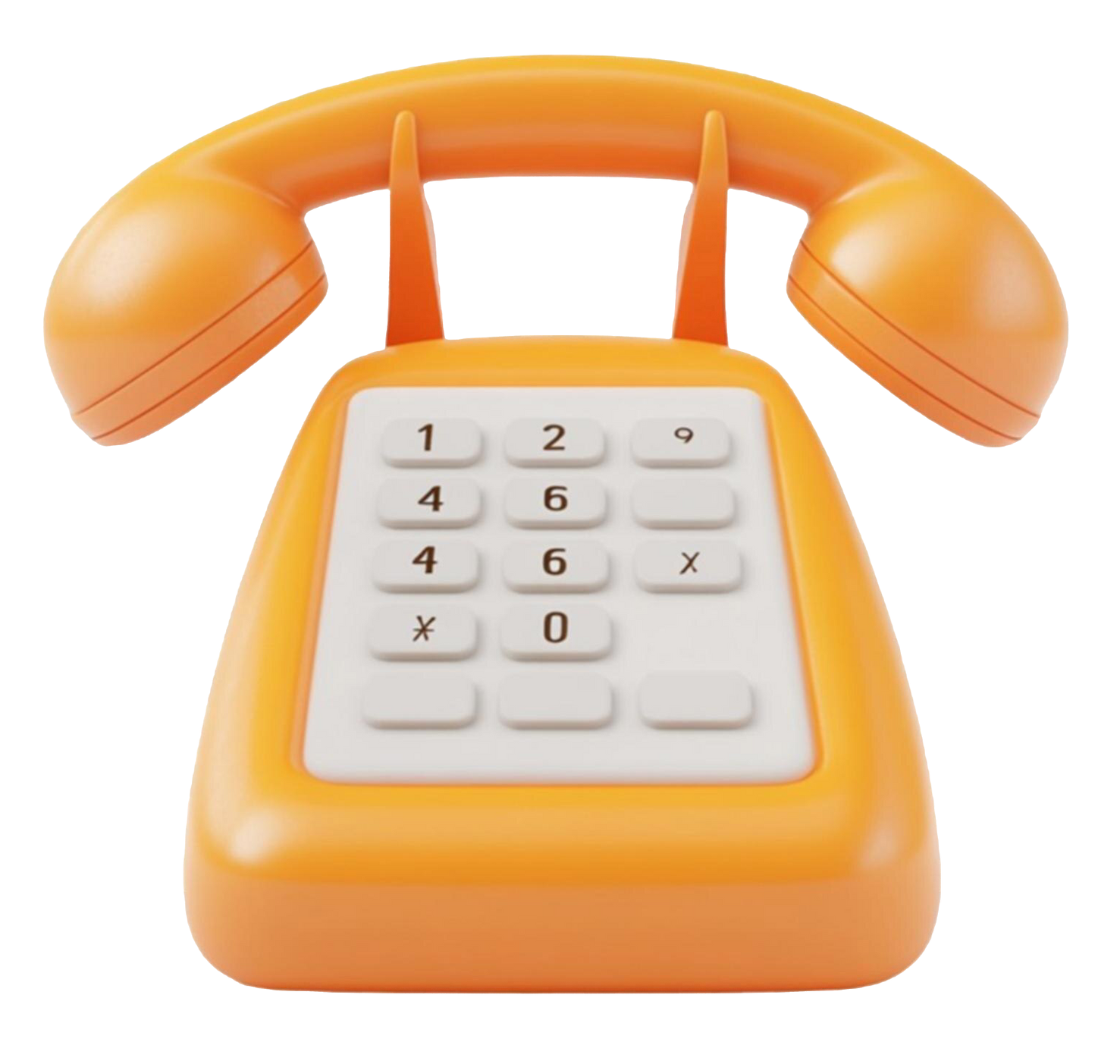 An orange telephone with a white numeric keypad