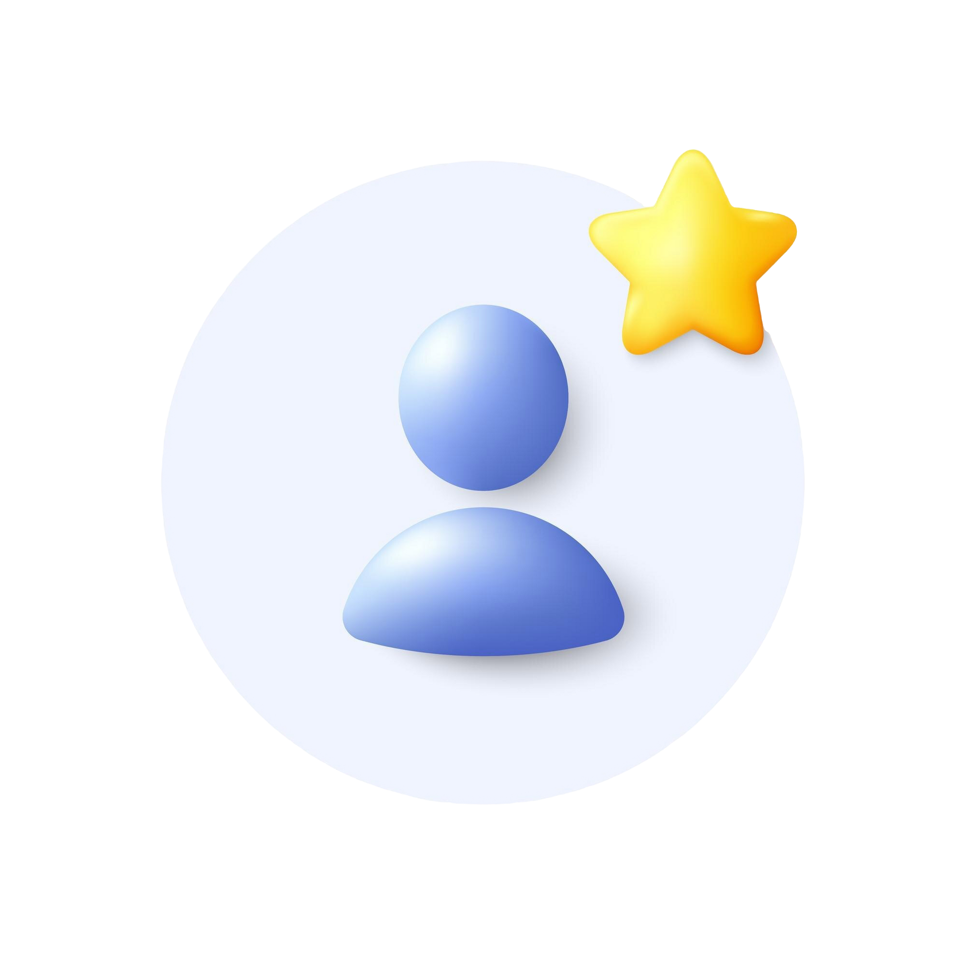 A blue person with a yellow star next to it.